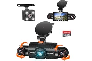 360° View 4 Channel Dash Cam Front and Rear Inside Left Right, TOPGOOSE Dash Camera for Cars FHD 1080P,Free 64GB Card,Multi-Ch Dash Camera for Cars,Black Box Trafflc Recorder,G-Sensor