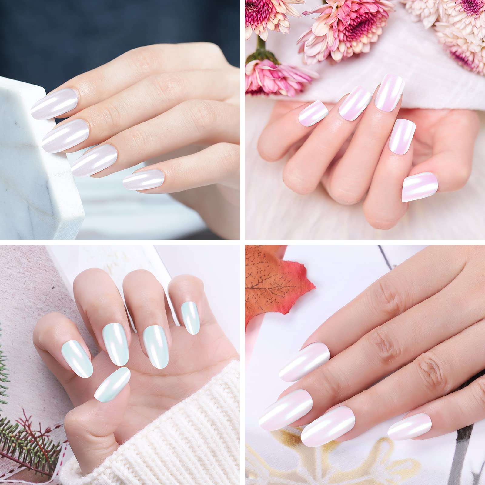 Artdone Chrome Nail Powder Metallic Mirror Glitter Effect Pigment Iridescent Aurora Mermaid Pearl Dust Kit for Gel Polish Nail Art Decoration, Resin Craft Arylic Powder - Image 3