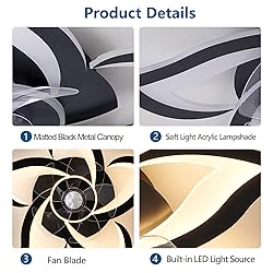 Dalouguan Ceiling Fan with Lights Remote