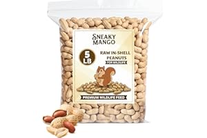 SNEAKY MANGO Premium Quality Raw Peanuts in Shell - 5 Pounds – All-Natural Food for Squirrels, Deer, Birds, and Other Wildlife Animals – Grown in The USA for Healthy Nutrition