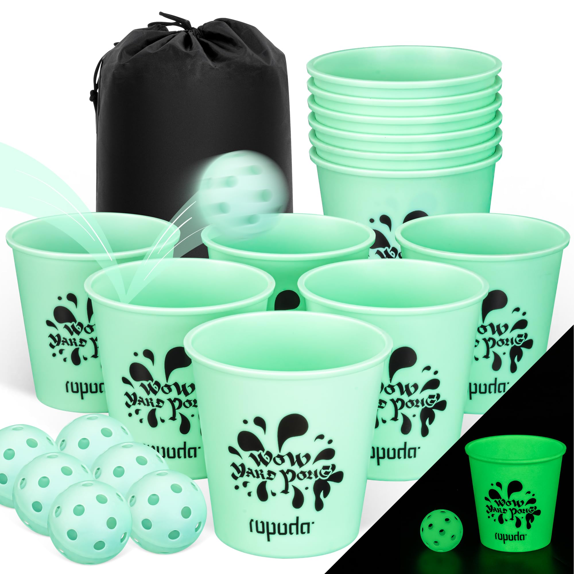 Photo 1 of ropoda Giant Yard Pong,Yard Games with Durable Buckets and Balls - Choose Red Large, XL, or Green - Glow in The Dark, Outdoor Game with Carry Bag for The Beach,Lawn, Great Gift Choice for Families
