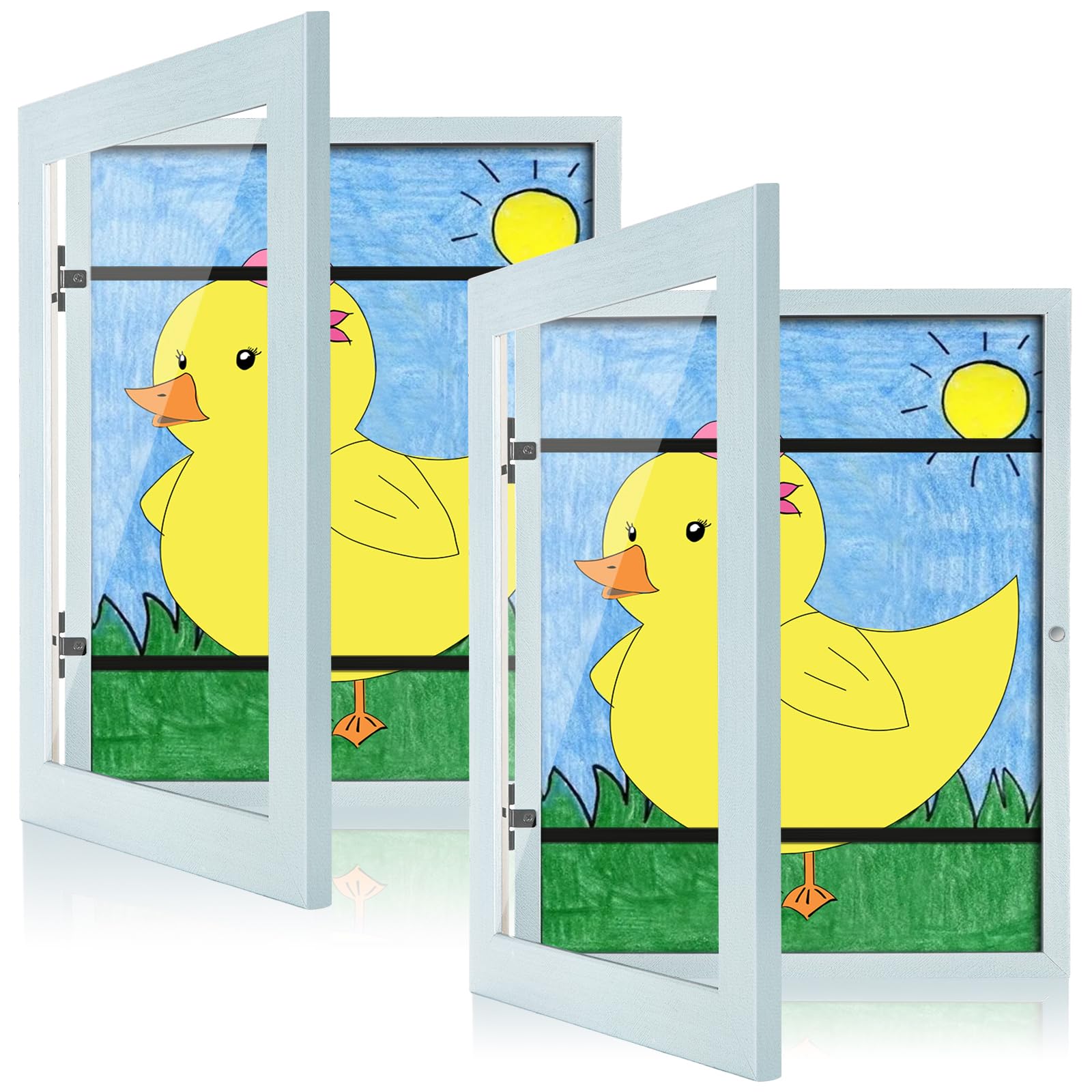 Photo 1 of [2-Pack] Kids Art Frames, 8.5x11 Front Opening Kids Artwork Frames Changeable, Light Green Artwork Display Storage Frame for Wall, Holds 50 Pcs, for 3D Picture, Crafts, Children Drawing, Hanging Art,