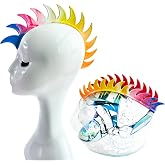 3T-SISTER Helmet Mohawk Wig Adhesive Mohawk for Motorcycle Bicycle Ski Snowboard Helmet Hair Skinhead Costumes Cosplay Wig Silicone Hawk(Helmet not Included)