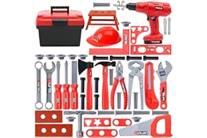 WINBAR Kids Tool Set, 55 Pcs Kids Tool Set Pretend Play Kids Toys with Tool Box and Electronic Toy Drill, Toy Tools for Toddler Boys Girl Kid Child Ages 3+
