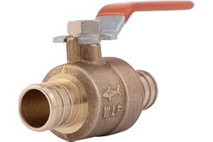 SharkBite 1/2 Inch Crimp Ball Valve with Drain, Brass Plumbing Fitting, PEX Pipe, PE-RT, 24612LFA