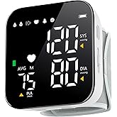 Blood Pressure Monitor Rechargeable Wrist Blood Pressure Cuff Adjustable Digital BP Machine 2x90 Readings Voice Broadcast Backlit Display for Home Use with Carrying Case