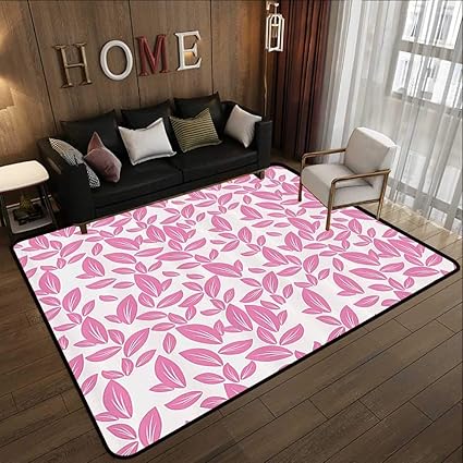 Amazon Com Bedroom Rugs Floral Big Pink Flower Leaves On