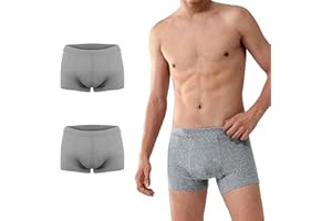 Battewa Washable Urine Incontinence Boxer Brief Underwear for Men, with Front Absorbent Area for Bladder Leakage,2 Packs