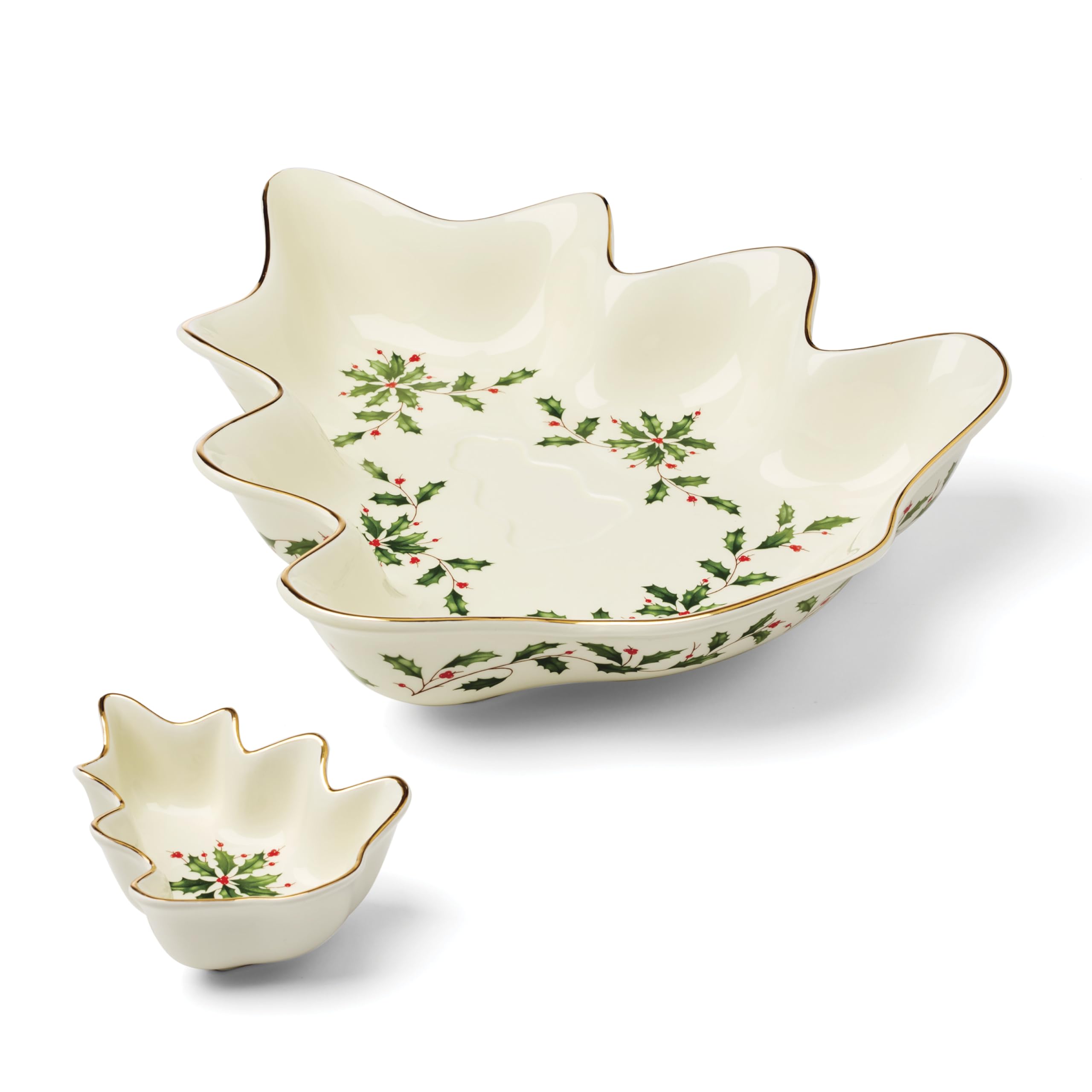 Lenox 898187 Holiday Tree Chip & Dip Set, Christmas Dishes, Festive Serveware Image