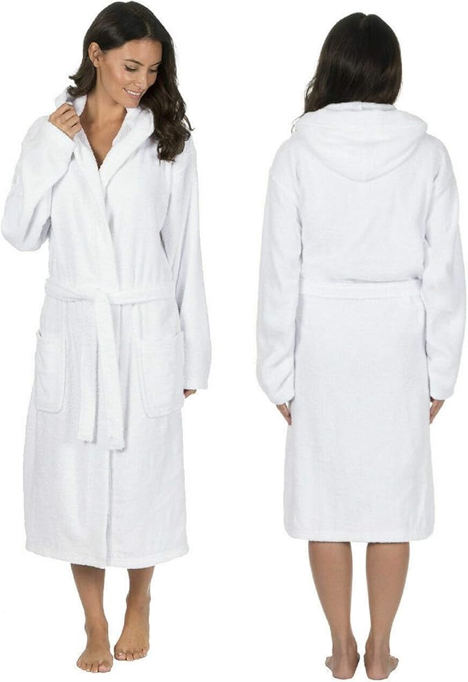 HiA Direct Ladies Luxury Terry Towelling Bath Robe Hooded Cotton Hotel