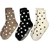 ERMO NKES Cute Polka Dot Yoga Socks for Women – 3 Pairs Non Slip Grip Pilates Barre Socks, Cozy Crew Style, US Size 5-9