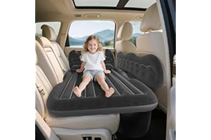 dessports SUV Air Mattress Inflatable Travel Bed: Foldable - Portable Car Inflatable Bed Camping & Road Trips - Thickened Car Air Mattress for Back Seat with Carry Bag & Cup Holder & 2 Pillows