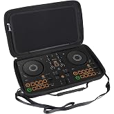 worfty Case for Pioneer DJ AlphaTheta DDJ-FLX2 / DDJ-200 / DDJ-WeGO4 Compact 2-Channel DJ Controller - Hard Protective Travel Carrying Storage Bag (Black)