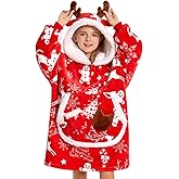 OLAOLA Wearable Blanket Hoodie for Adults, Oversized Fluffy Hooded Blanket Thick Sweatshirt with Pockets