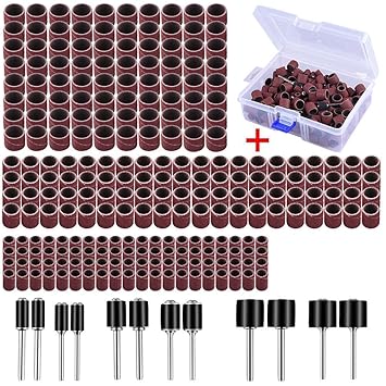 AUSTOR 252 Stück Schleifhülse Satz mit Frei Box Einschließlich 240 Stück teilig Schleifen Bands and 12 Stück Schleifwalze for