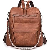 Puwuzixi Backpack Purse for Women, PU Leather Back pack Purse, Multiple Pockets Waterproof with Adjustable Straps, Women Backpack for Daily Work Travel, Brown