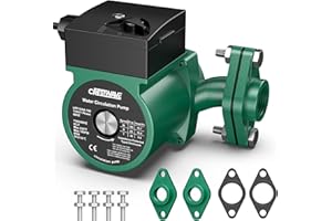 CrestWave 110V Circulation Pump, 3-Speed Adjustable 13 GPM Hot Water Recirculating Pump, Circulator Pump for Water Heater with 3/4" FNPT Flanges & Kit, for Boiler, Solar, Hydronic Heating Use, Green