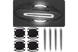 GTZTYZ 8Pcs Car Door Handle Protector Reflective Sticker,3D Carbon Fiber Universal Door Handle Scratch Protector Cover,Self-Adhesive & Non-Marking,Paint Guard Protective Films (White)
