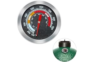 Quantfire Upgrade Replacement Thermometer for M/MiniMax Big Green Egg,2" Grill Temperature Gauge for Big Green Egg Accessories 150-900°F with Waterproof and No-Fog Glass Lens