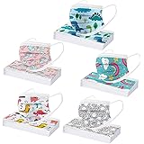 3 Ply Non-Woven and Breathable, Cute Cartoon 50Pcs Face+Bandanas with Cute Printing, No Washable,Anti-Haze Dust, for Kids