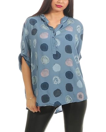 ZARMEXX Damen Bluse Sommer Tunika Punkte-Print Kurzarm Shirt Loose Fit Leichte Baumwollbluse (One Size, 38-42)
