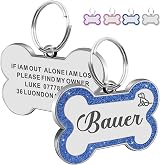 EDSG Personalised Dog Tag Blue Bone Stainless Steel 33x21mm S view 1