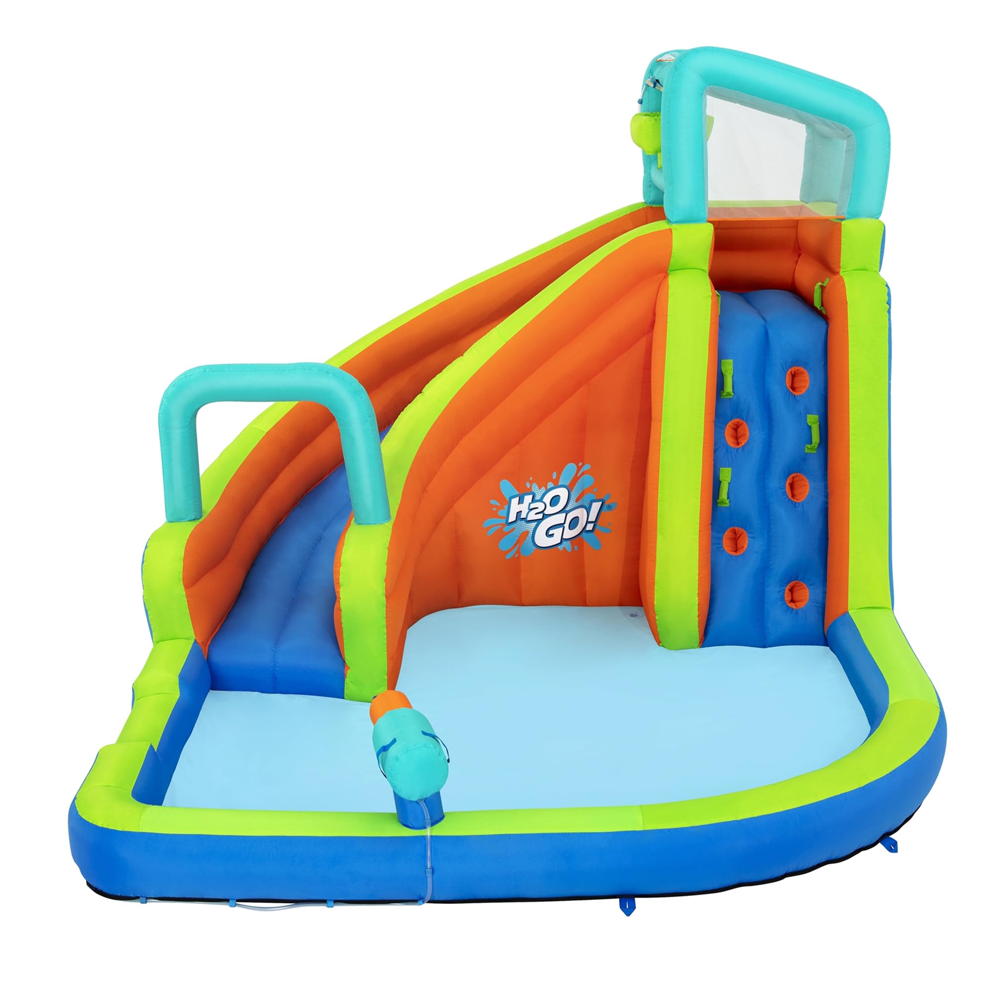 Mega parque acuático Bestway H2OGO Turbo Splash Water Zone | Tobogán inflable, muro de escalada, piscina de chapoteo | Ideal para niños a partir de 5 años