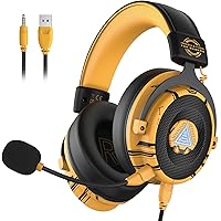 EKSA USB Gaming Headset - PC Headset with Detachable Noise Cancelling Microphone, 7.1 Surround Sound, USB/3.5MM Cable - Headp