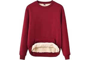 Tansozer Womens Sherpa Lined Crewneck Sweatshirt Warm Fleece Pullover Long Sleeve Winter Thermal Sweat Shirt