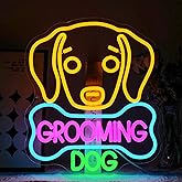 Virlusy Dog Grooming Neon Sign - Colorful LED, Acrylic, Wall Mount - Perfect for Pet Shops, Parties & More