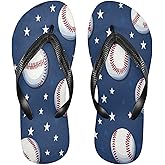 Eionryn American Baseball Stars Navy Blue Womens Flip Flops Summer Beach Sandals