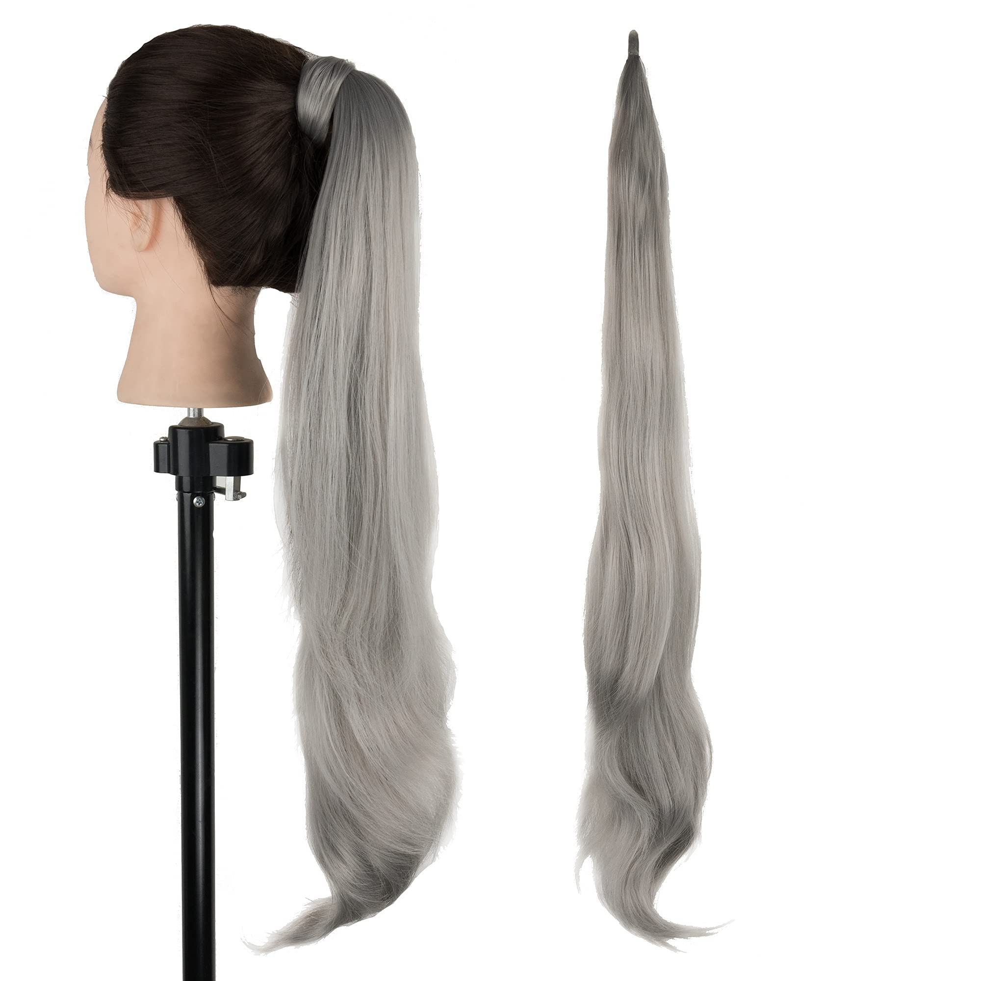 IMISSU Hair Extension Pony Tail Flexible Hair Ponytails Hairpieces (Grey)