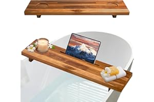 ILOT Bathtub Tray for Standard Tubs – 29" Adjustable Acacia Wood Bath Caddy | Anti-Tip, Non-Toxic, Waterproof, Sustainable Ba