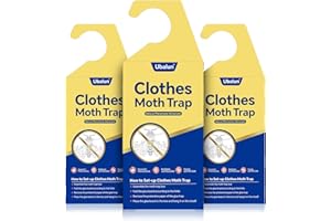 Ubalun Clothes Moth Traps with Powerful Pheromones, Natural & Odor-Free Sticky Moth Traps for Clothes & Closets, Refillable 6