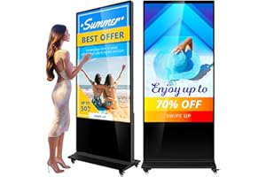 DIANDIAN 65 inch Digital Signage Kiosk Touchscreen 4K IPS LCD Screen Floor Standing Digital Kiosks Interactive Displays with WiFi HDMI/USB Input Auto AD Player, Android 11 System Advertising Media Player