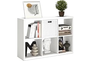 Endearing Limons【2026 Wooden Thick Border】 6 Cube Shelf Storage Organizer with Anti-Tipping Kits + Reversible Open Back Bookc