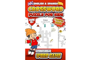 Crossword Puzzle For Kids: English and Spanish Vocabulary Literacy Skills Word Games - 100 pages of Spanish vocab skills for kids, teens, adults, SATs, high school, college - Handy Travel Size