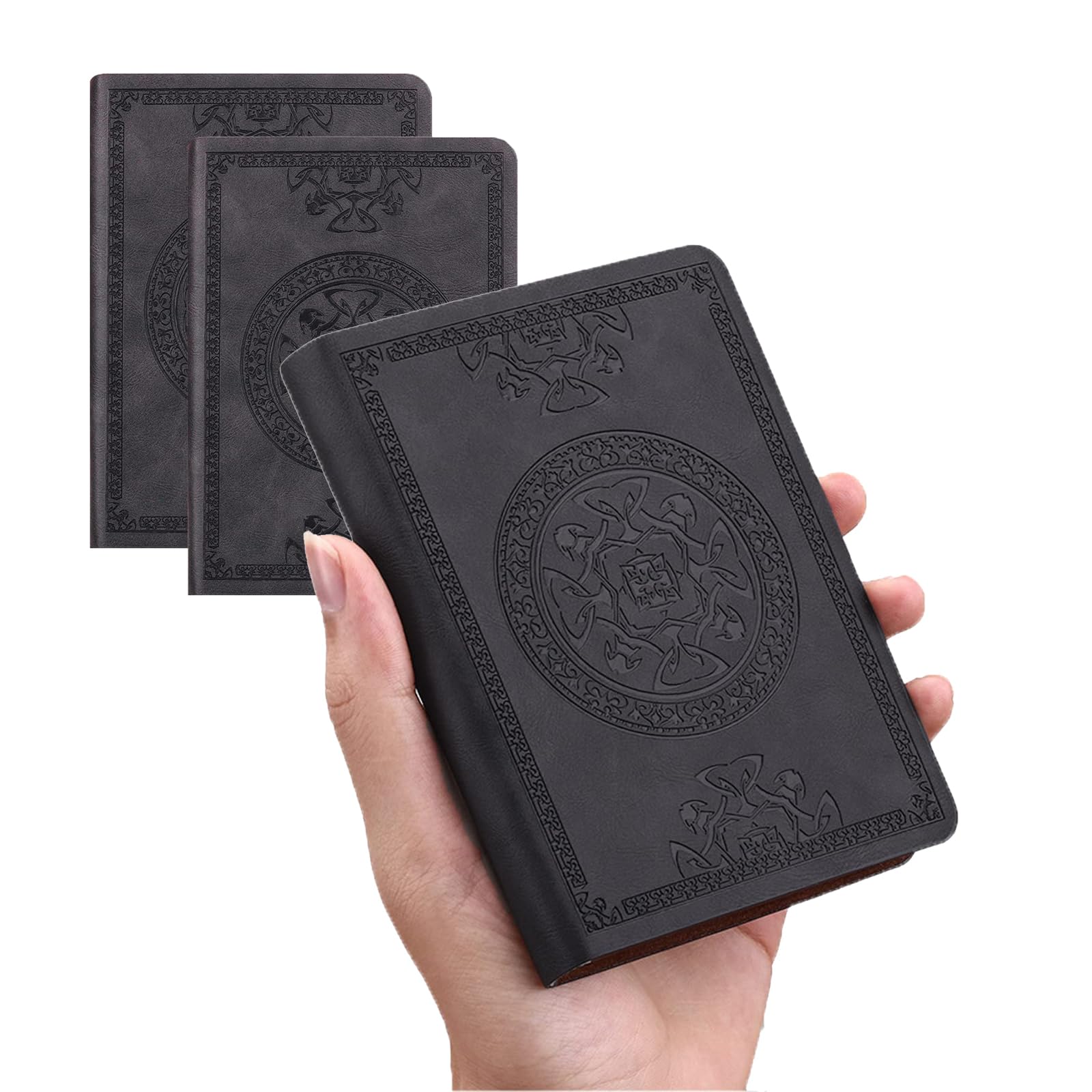 2 Pack A6 Pocket Notebook Mini Journal Notepad with Leather Cover Thick Paper 140Sheets Small Pocket Planner for To Do List and Note Jotting Travel Business Office Notebook for Writing Taking Note