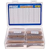 BOJACK 1000 Pcs 25 Values Resistor Kit 1 Ohm-1M Ohm with 5% 1/2W Carbon Film Resistors Assortment