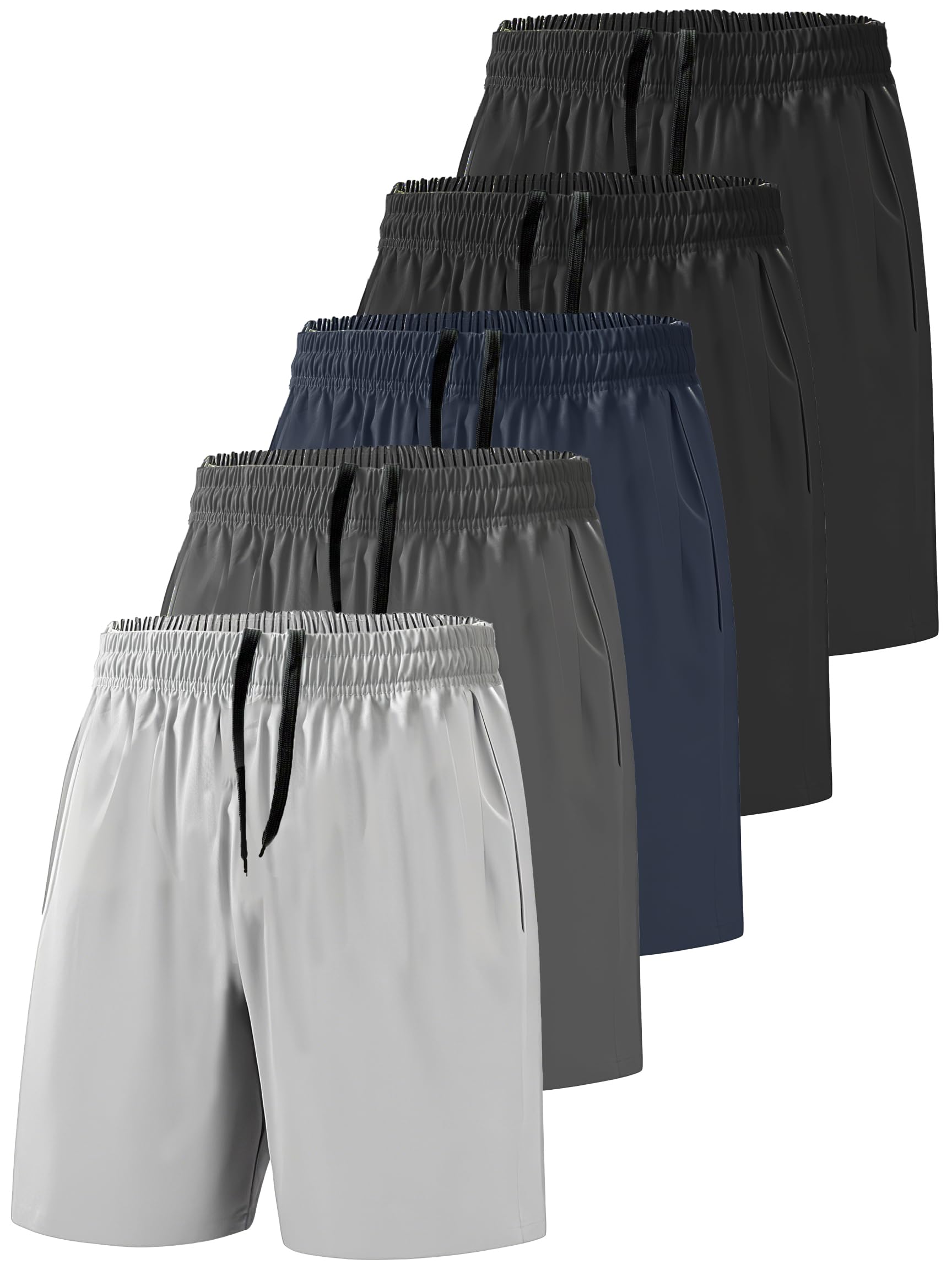 Photo 1 of 5 Pack Mens Shorts Athletic Gym Quick Dry Basketball Shorts with Pockets for Workout Running Casual Activewear 3xl