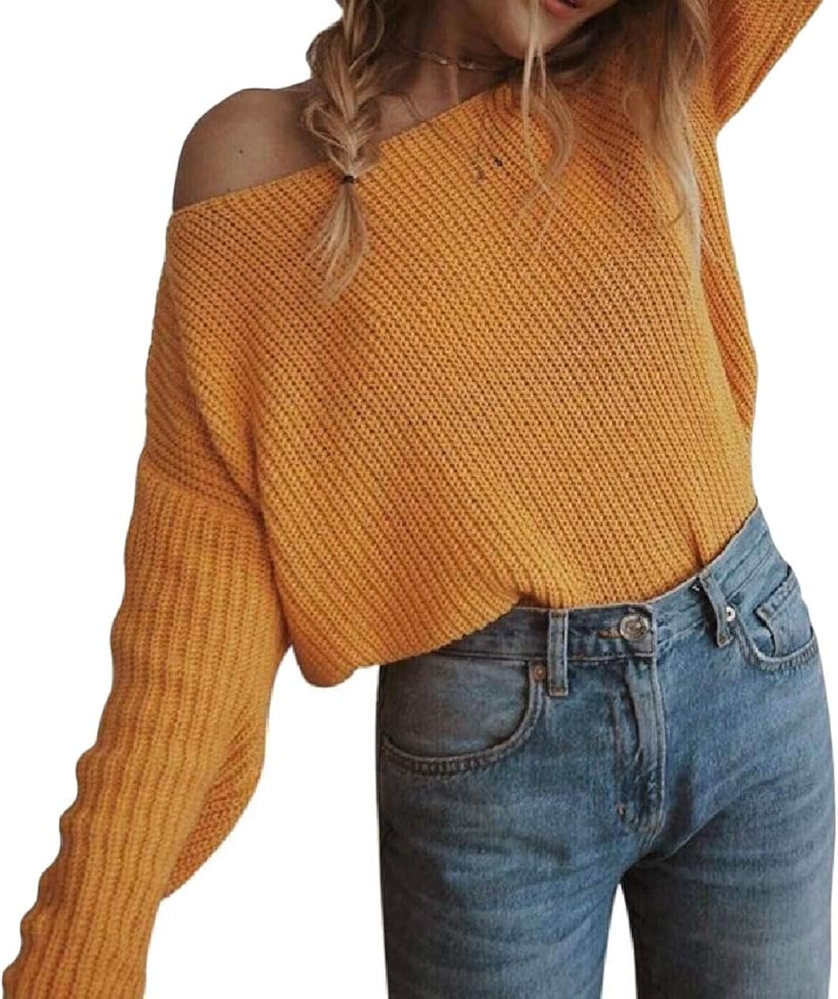 DressUWomen Manga Larga De Punto Sólido Palabra De Hombro Ocasional