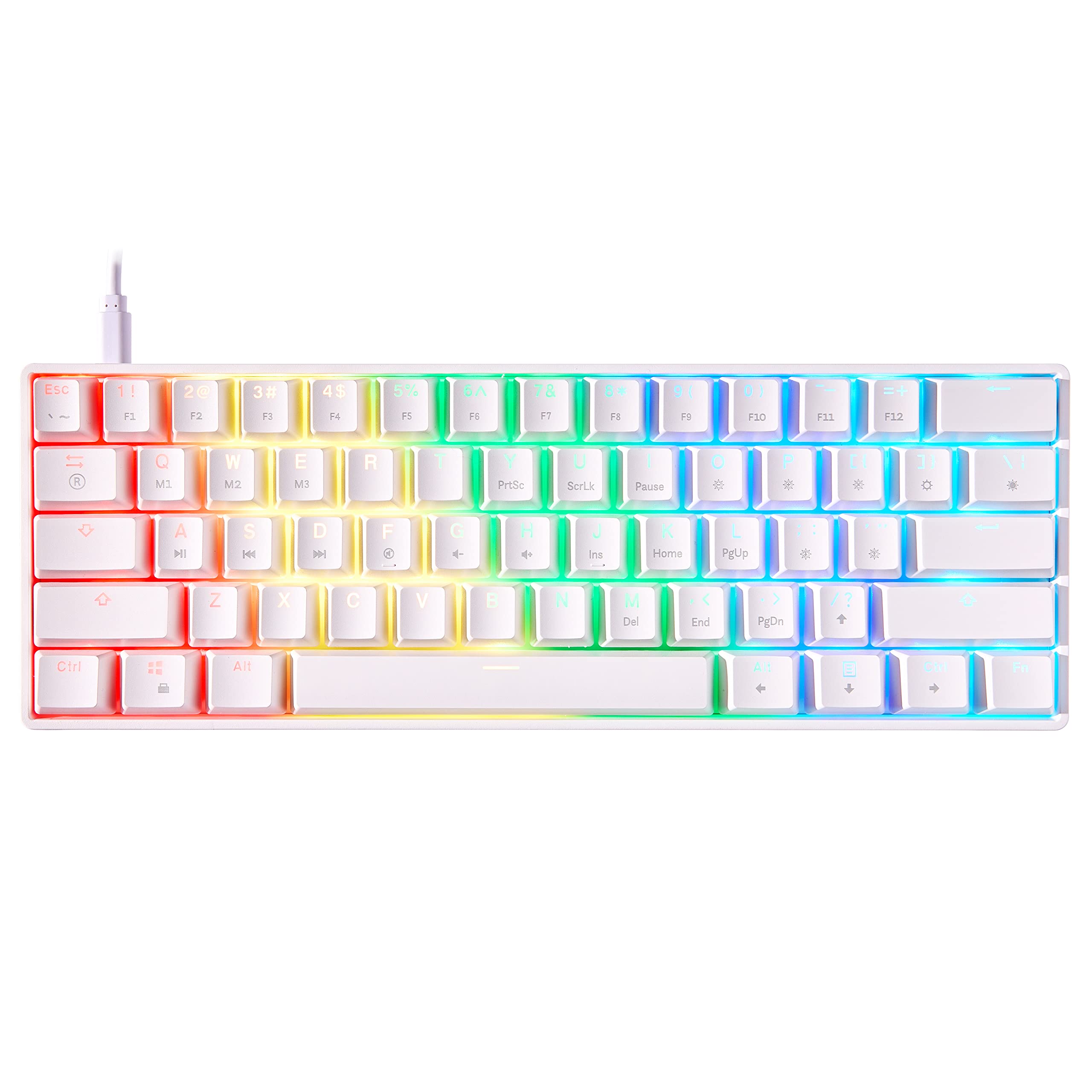 Mizar MZ60 LUNA Mechanical Gaming Keyboard | 60% Keyboard 62 Key ISO DE Layout | RGB LED Backlit | Anti Ghosting NKRO | Progammable Macro Keys | Hotswap Gateron Blue Switches | White