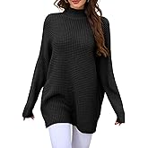 Womens Loose Sweater Oversized Turtleneck Long Batwing Sleeve Casual Winter Trendy Tops