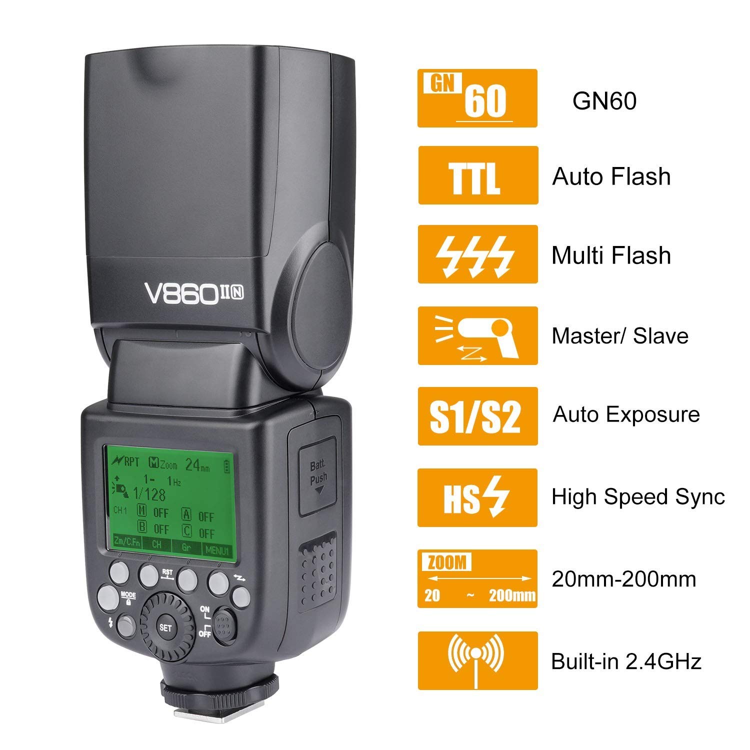 GODOX V860II-N Kit I-TTL GN60 2.4G HSS 1/8000s Li-ion Battery Camera Flash Speedlite Light Compatible with D800 D700 D7100 D5200 D300 D300S D3200 D3100 D200 D70S D810 D610 D90 D750 (V860II-N)