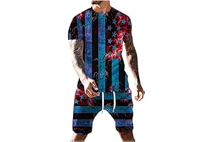 SINZELIMIN Sport Suit for Men's T-Shirt and Shorts Two-Piece Set Fashion Print Short Sleeve Casual Shirt Short Pants Outfits