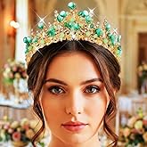 Kilshye Green Queen Crown Rhinestone Wedding Tiara Headband Prom Hair Accessories for Women