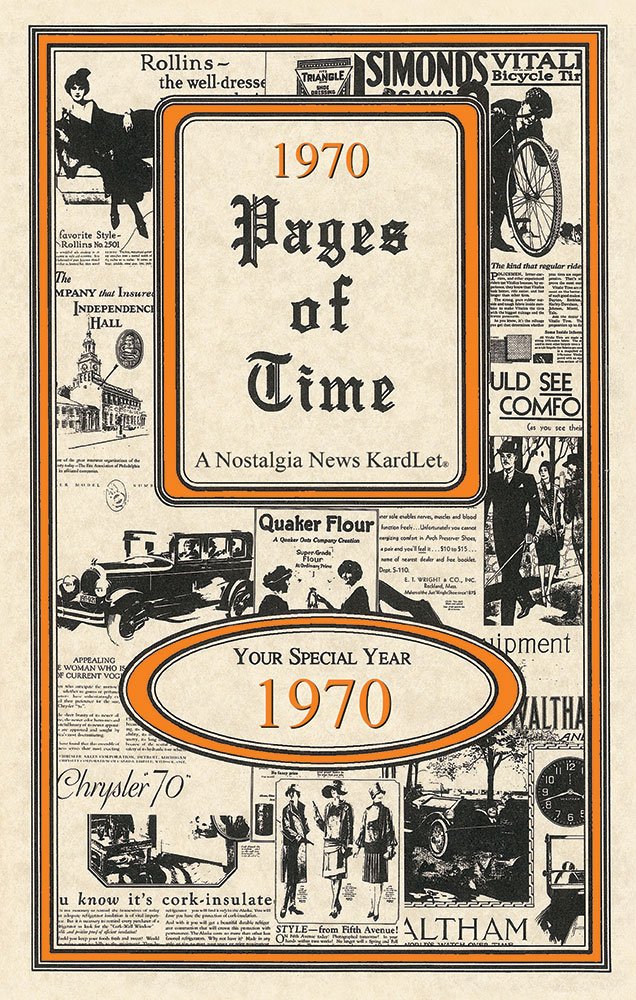 Pages of Time 1970 CELEBRATION KardLet: Birthdays, Anniversaries, Reunions, Homecomings, Client & Corporate Gifts