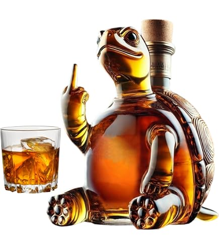 Carafe à Whisky Humoristique - Bouledogue Français En Verre Transparent Avec Geste - 18x13x13 Cm - Idéal Cadeau