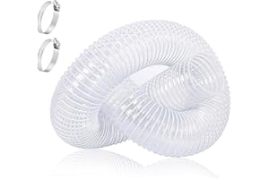 2 1/2" x 5' Flexible PVC Dust Collection Hose, Heavy Duty Fume Collection Hose with Reinforced Steel Wire Coil and 2 Clamps, 