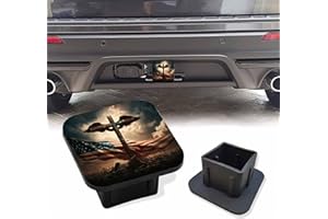 Sutmore Trailer Hitch Cover, American Flag with Cross and Angel Wings Hitch Cover Rubber Towing Hitch Plug Covers, Square 2 Inch Receiver Tube Plug Cap for Trucks Cars SUVs